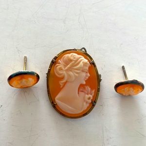 Antique set of pendant - brooche and earrings